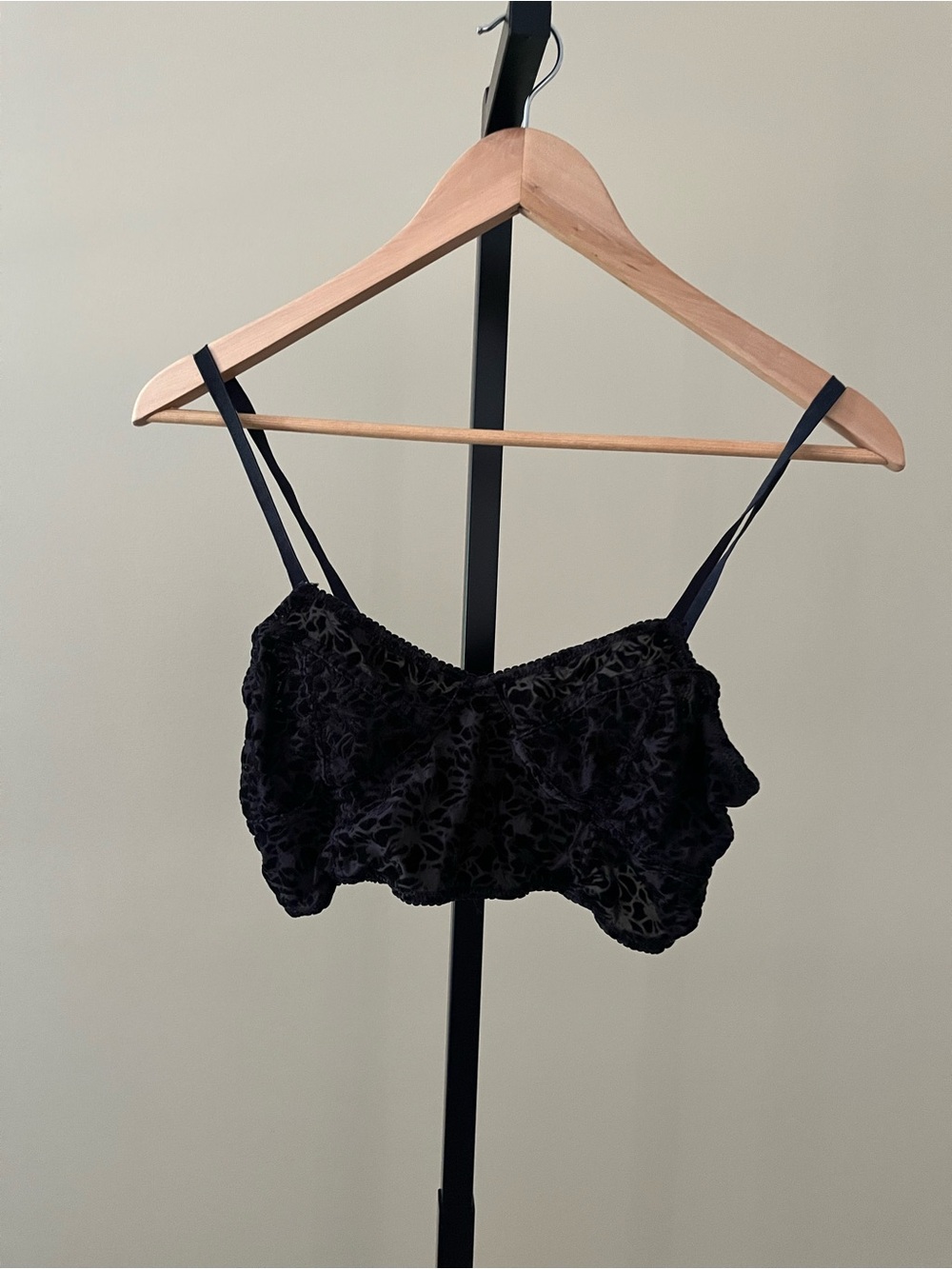 Nollie Black burnout Velvet Floral Bralette